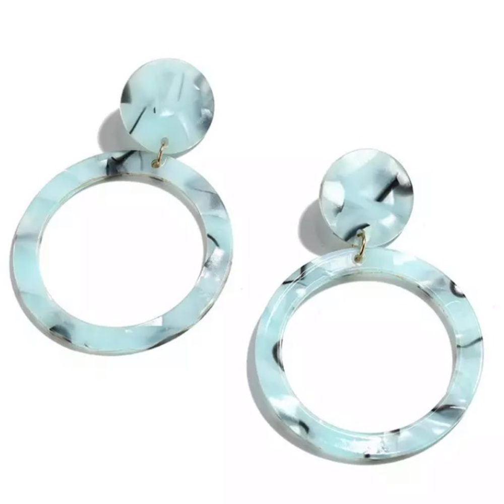 🔴5/$15🔴CLEARANCE Big Blue Acrylic Earrings NEW - Picture 3 of 7
